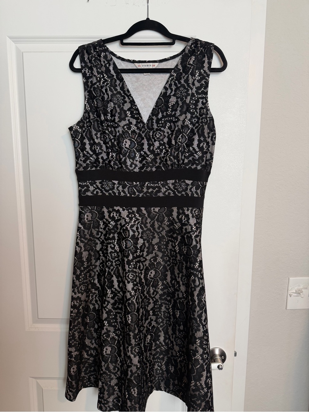 Aa Studio Black Lace V-Neck Midi Dress